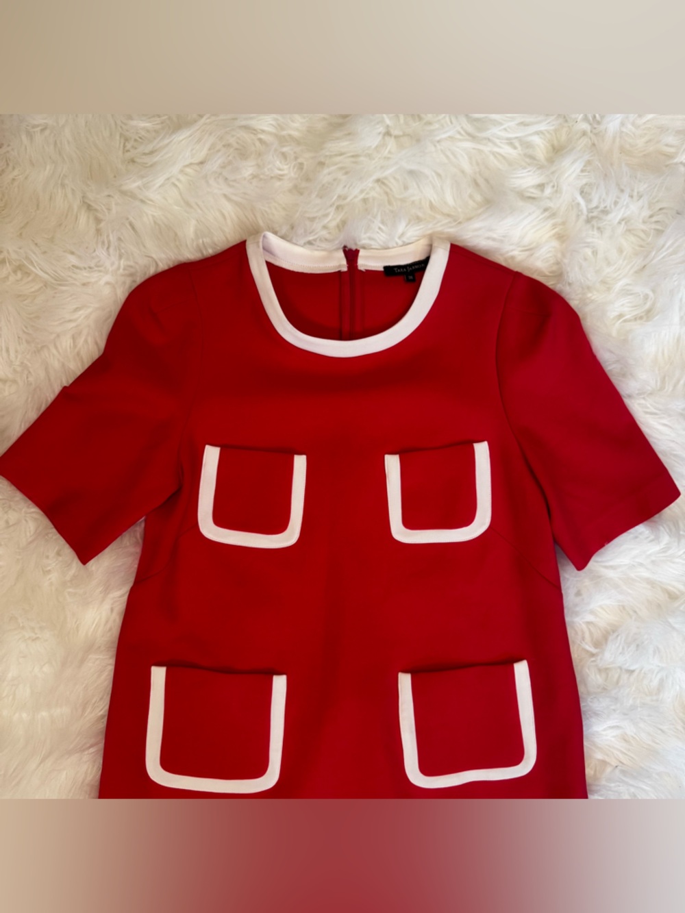 Tara Jarmon Magenta Pink Shift Dress | White Trim Pocket Detail | EU 38 (US 6) - Picture 8 of 14